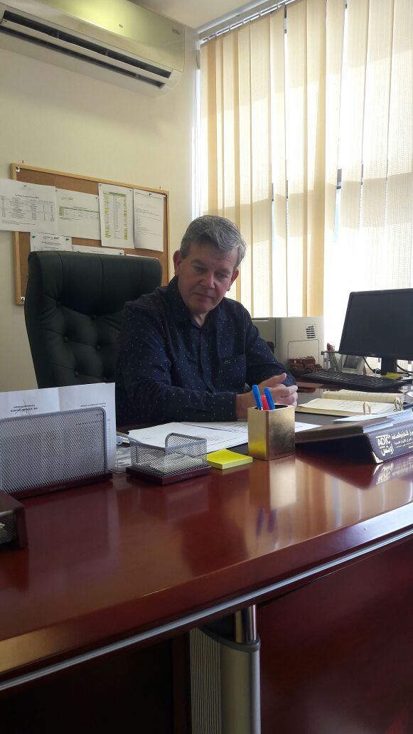 Stephane Meunier at his desk, La Palma Resort, Riyadh