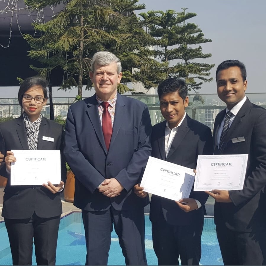 Six Seasons Hotel Dhaka staff receiving language course certificates